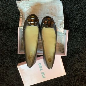 Bronze peep toe flat
